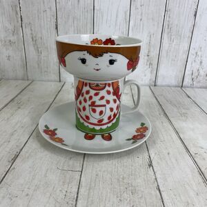Vintage Porcelain Ceramic Strawberry Girl Stacking Dish Set Fred Roberts Japan